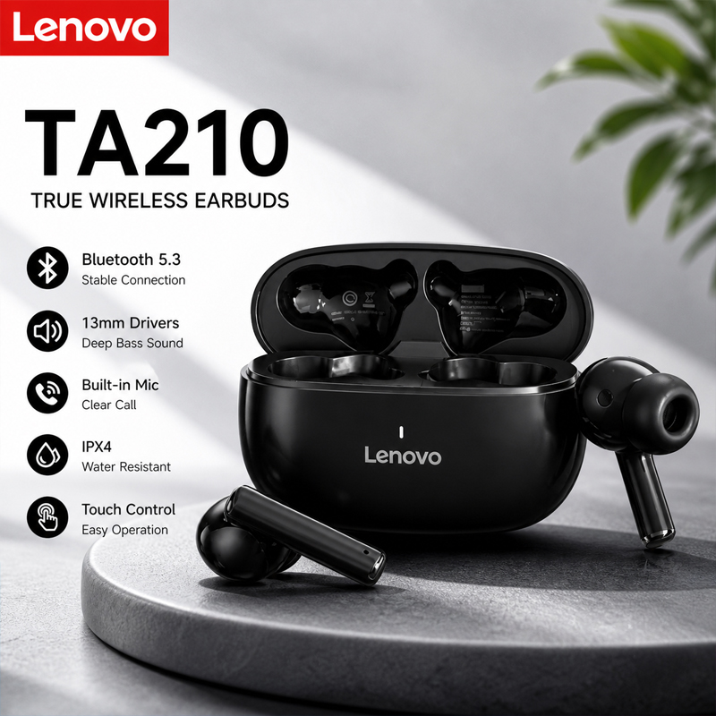Anc Wireless Over Ear Headphones - New Lenovo TA210 Bluetooth Wireless Headphones