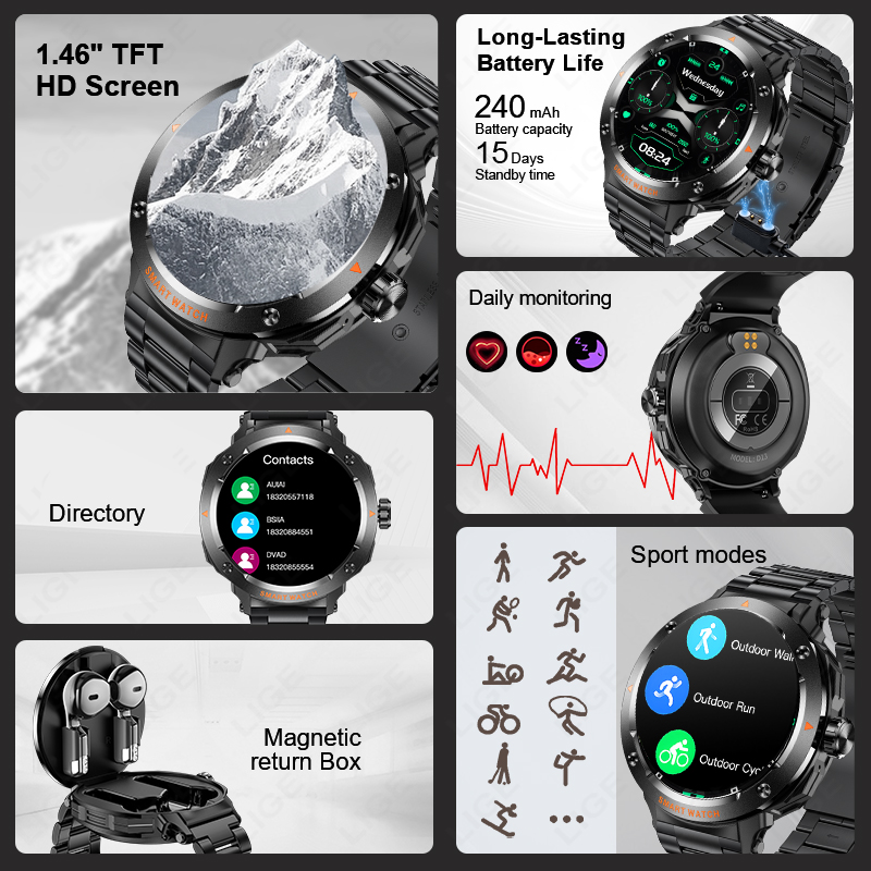 LIGE New 2 In 1 Smart Watch wi - đánh giá và giá Tws Earbuds Bluetooth 5.3
