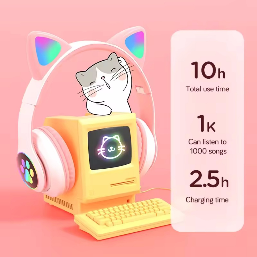 Cute Cat Ear Wireless Headset  - đánh giá và giá Cat Ear Bluetooth Headset Led